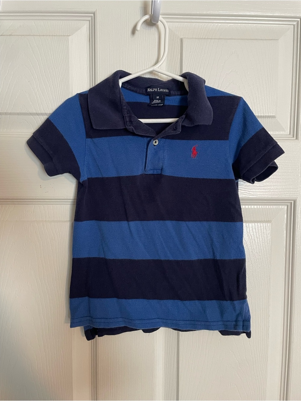 Polo by Ralph Lauren Boys' 3T Blue & Navy Striped Polo Shirt 100% Cotton